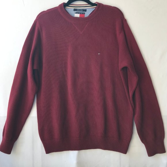Vtg Tommy Hilfiger Brick Red Cardigan Sweater Cotton Mens Size Small S/P Solid - Picture 3 of 12